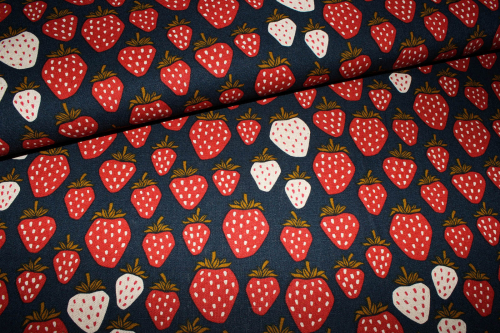 Taschenstoff Canvas Queen of Berries nachtblau (10 cm)